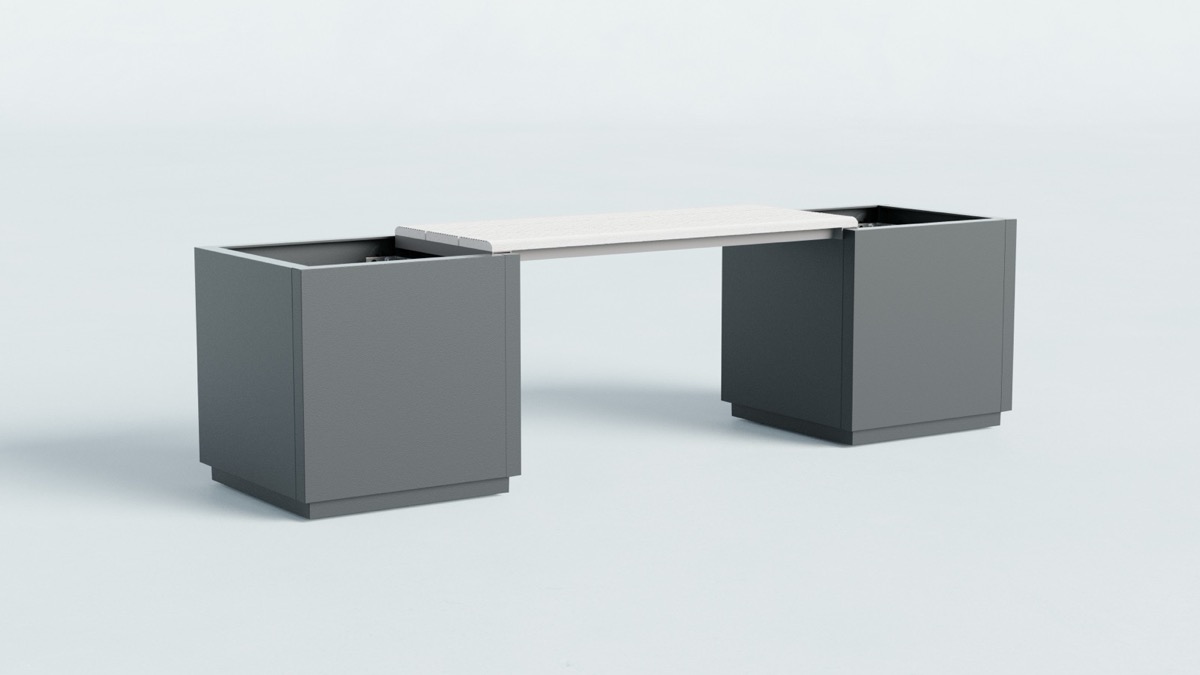 EXTÉ WPC ülőke-virágláda fehér 100 cm